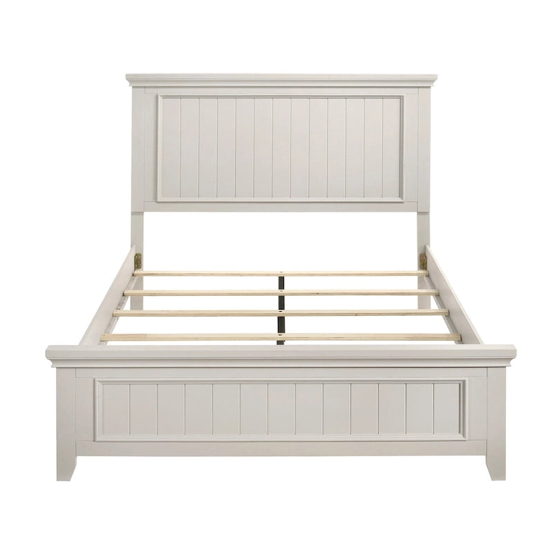 Lit de chambre et deux tables de chevet, finition blanc classique
