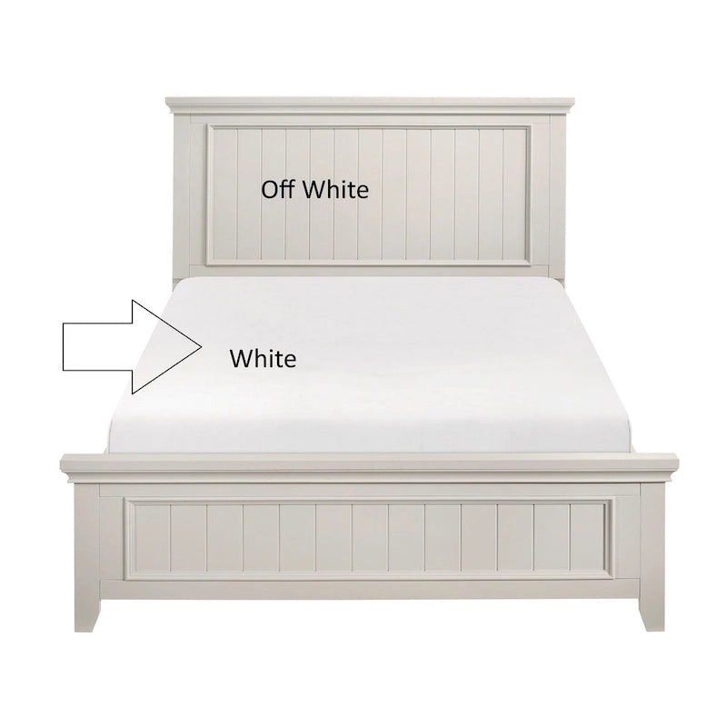 Lit de chambre et deux tables de chevet, finition blanc classique