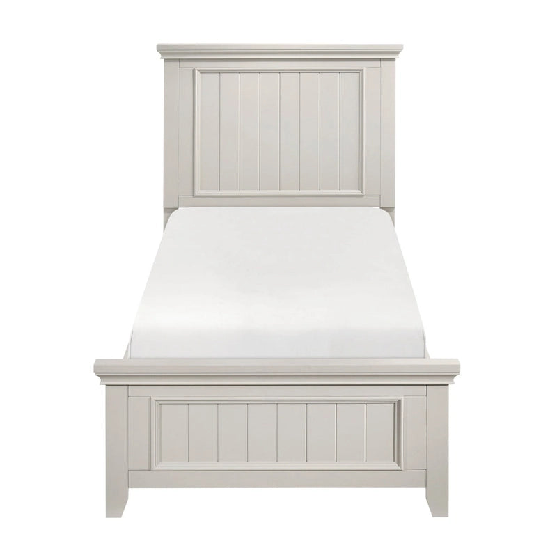 Lit de chambre et deux tables de chevet, finition blanc classique
