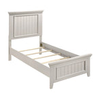 Lit de chambre et deux tables de chevet, finition blanc classique