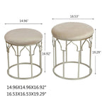 Repose-pieds rond empilable, pieds en acier, hauteur 43 cm, poufs et poufs de rangement gris clair