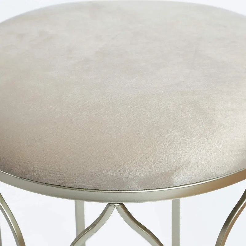 Repose-pieds rond empilable, pieds en acier, hauteur 43 cm, poufs et poufs de rangement gris clair