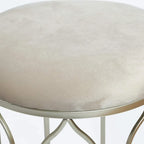 Repose-pieds rond empilable, pieds en acier, hauteur 43 cm, poufs et poufs de rangement gris clair