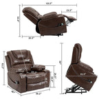 Fauteuil inclinable releveur en cuir PU avec massage et chauffage pour personnes âgées