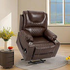 Fauteuil inclinable releveur en cuir PU avec massage et chauffage pour personnes âgées