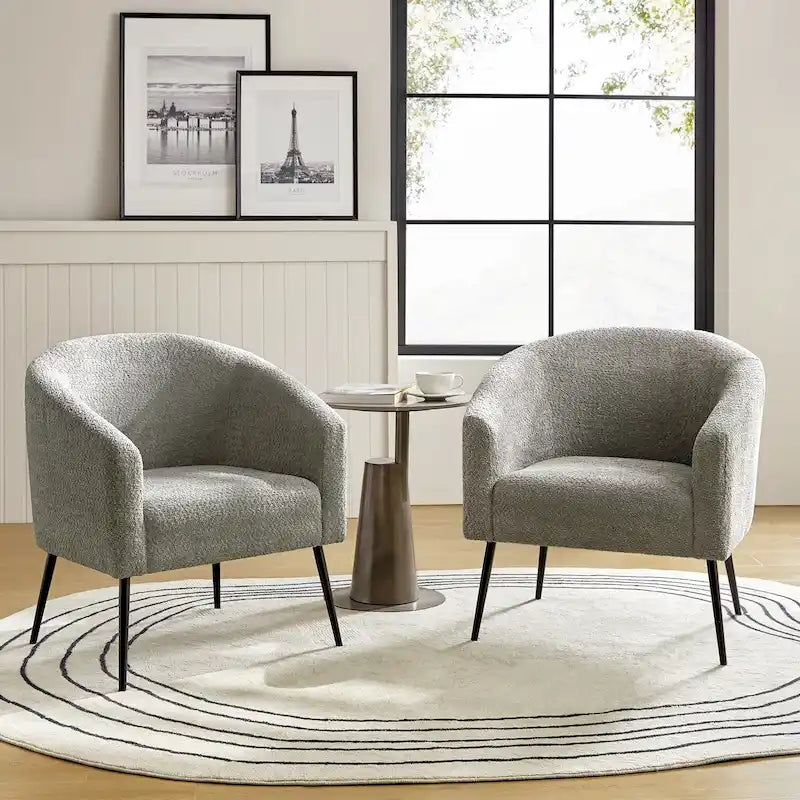 Fauteuil moderne en bouclette avec pieds en métal