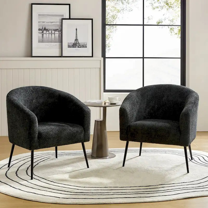 Fauteuil moderne en bouclette avec pieds en métal