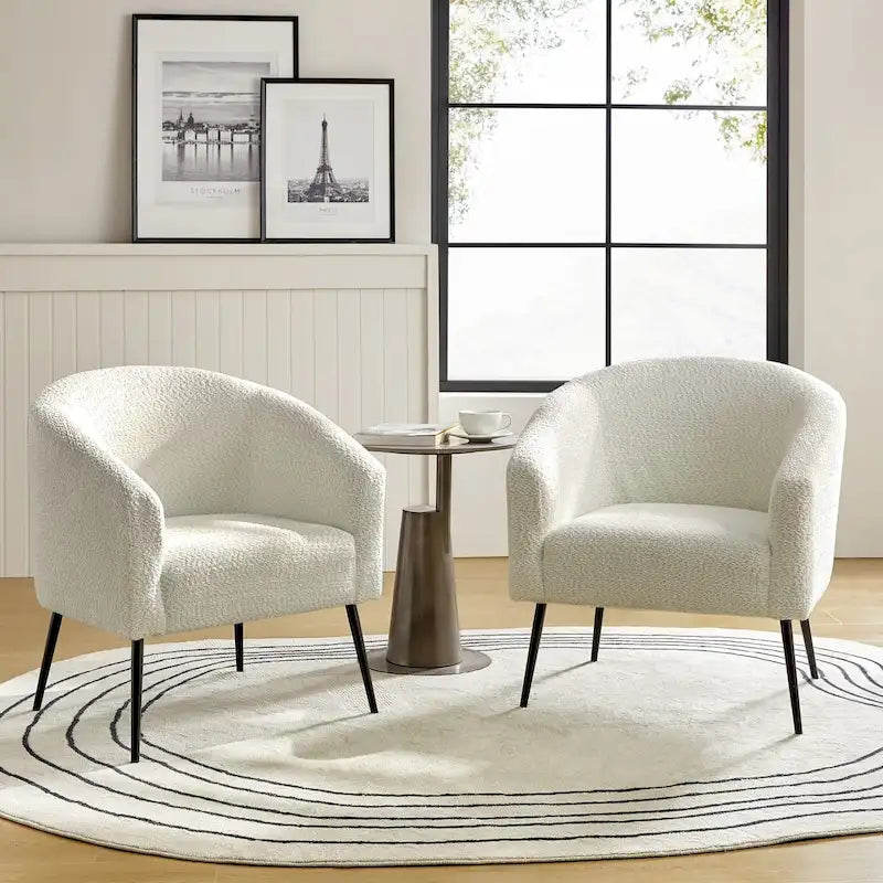 Fauteuil moderne en bouclette avec pieds en métal
