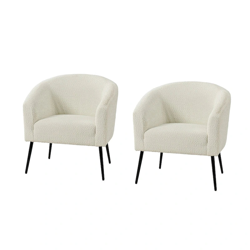 Fauteuil moderne en bouclette avec pieds en métal
