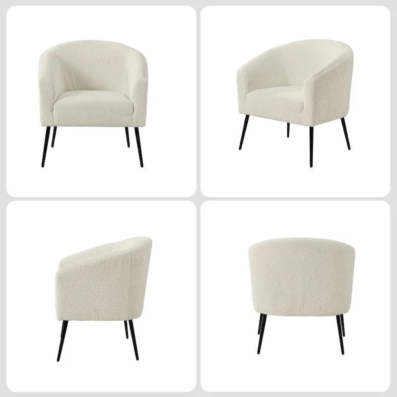 Fauteuil moderne en bouclette avec pieds en métal