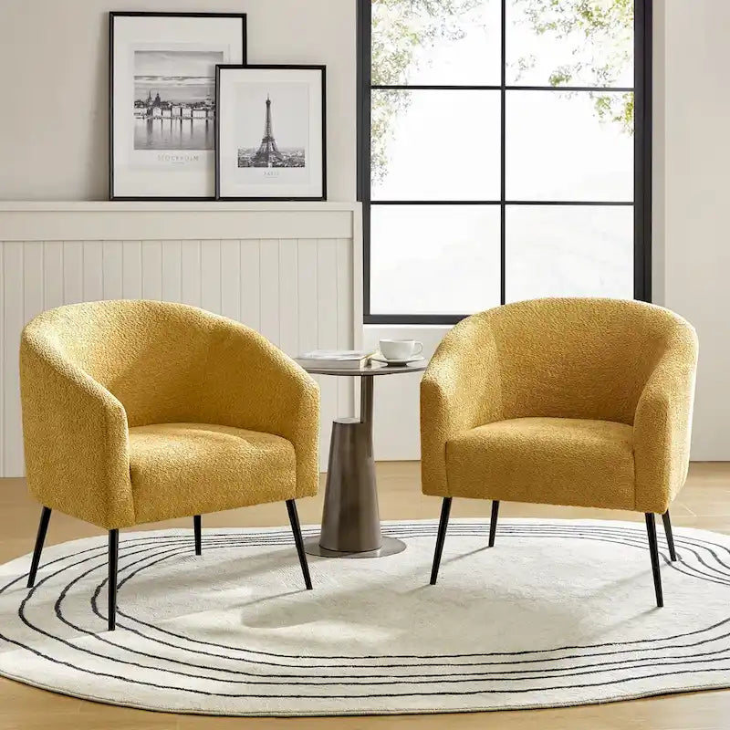Fauteuil moderne en bouclette avec pieds en métal