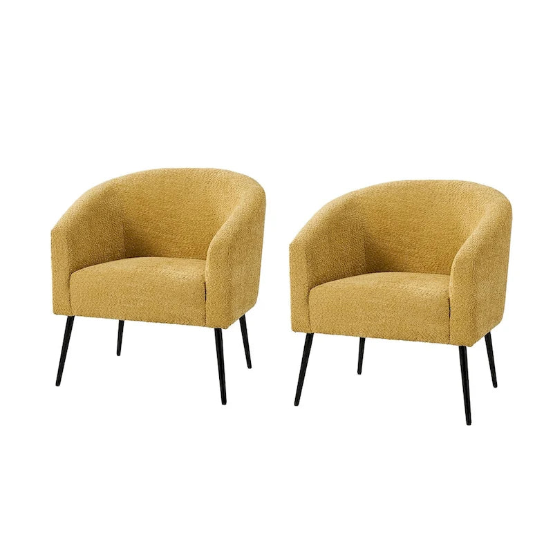 Fauteuil moderne en bouclette avec pieds en métal