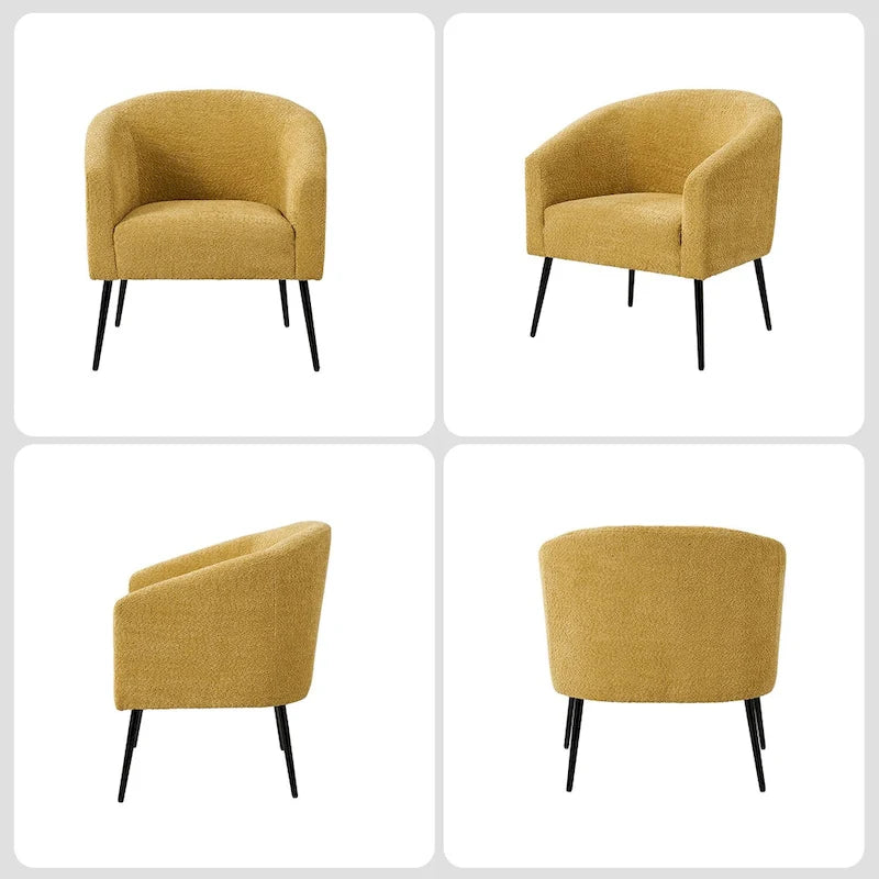 Fauteuil moderne en bouclette avec pieds en métal