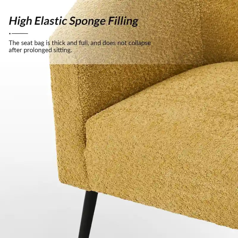 Fauteuil moderne en bouclette avec pieds en métal