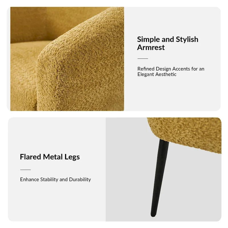 Fauteuil moderne en bouclette avec pieds en métal