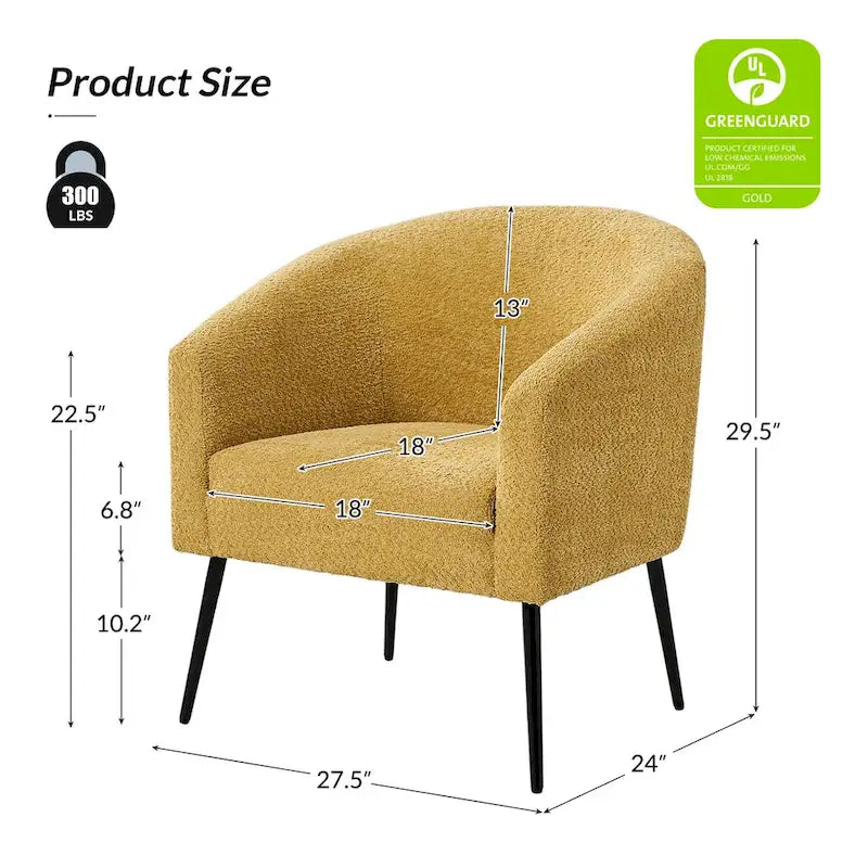 Fauteuil moderne en bouclette avec pieds en métal