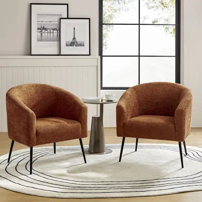 Fauteuil moderne en bouclette avec pieds en métal