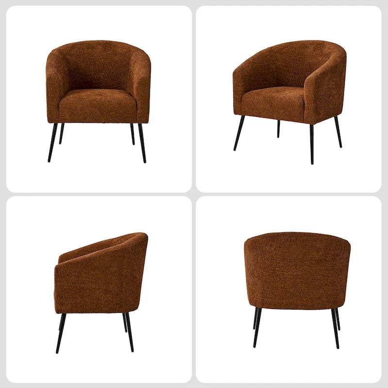 Fauteuil moderne en bouclette avec pieds en métal