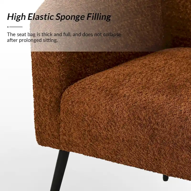 Fauteuil moderne en bouclette avec pieds en métal