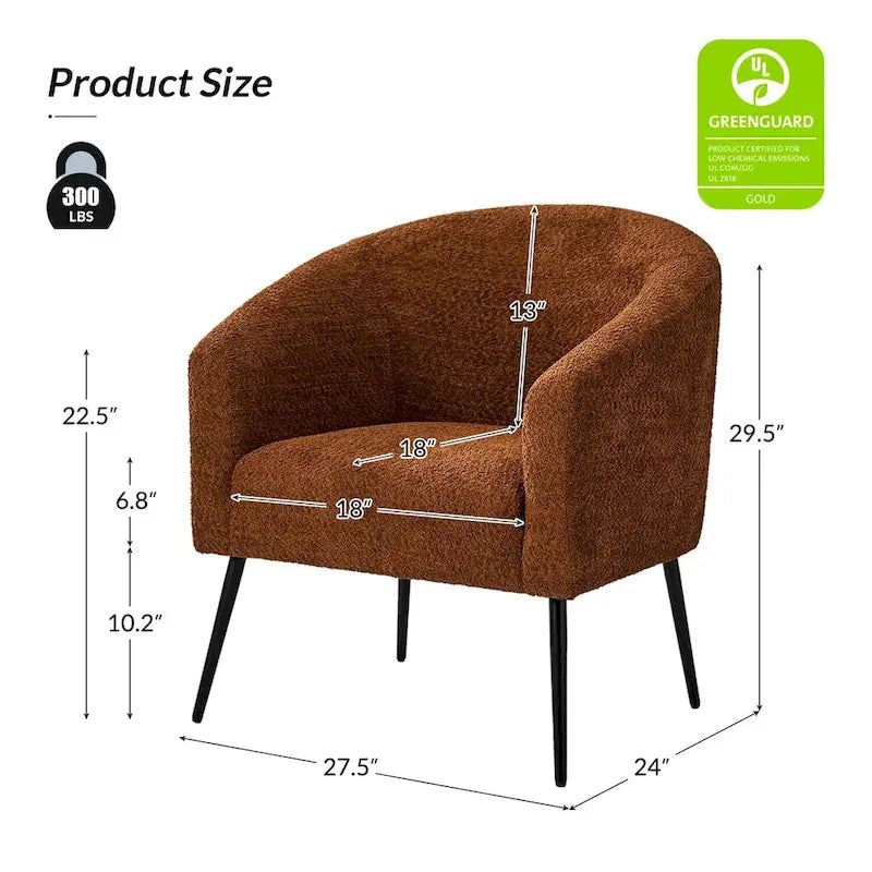 Fauteuil moderne en bouclette avec pieds en métal