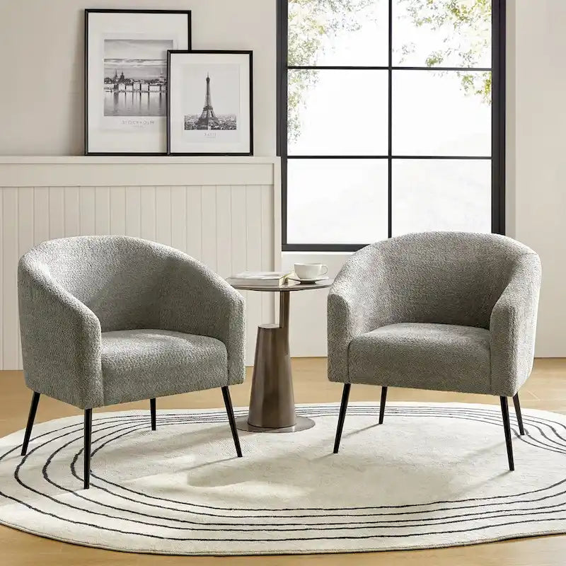 Fauteuil moderne en bouclette avec pieds en métal