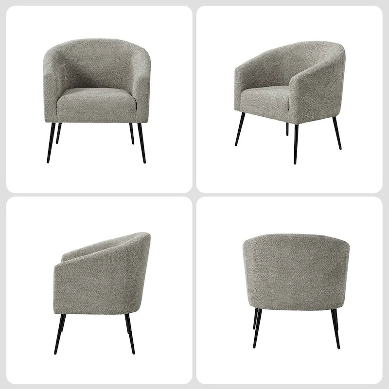 Fauteuil moderne en bouclette avec pieds en métal