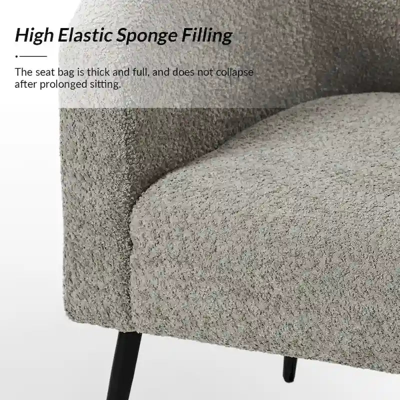 Fauteuil moderne en bouclette avec pieds en métal
