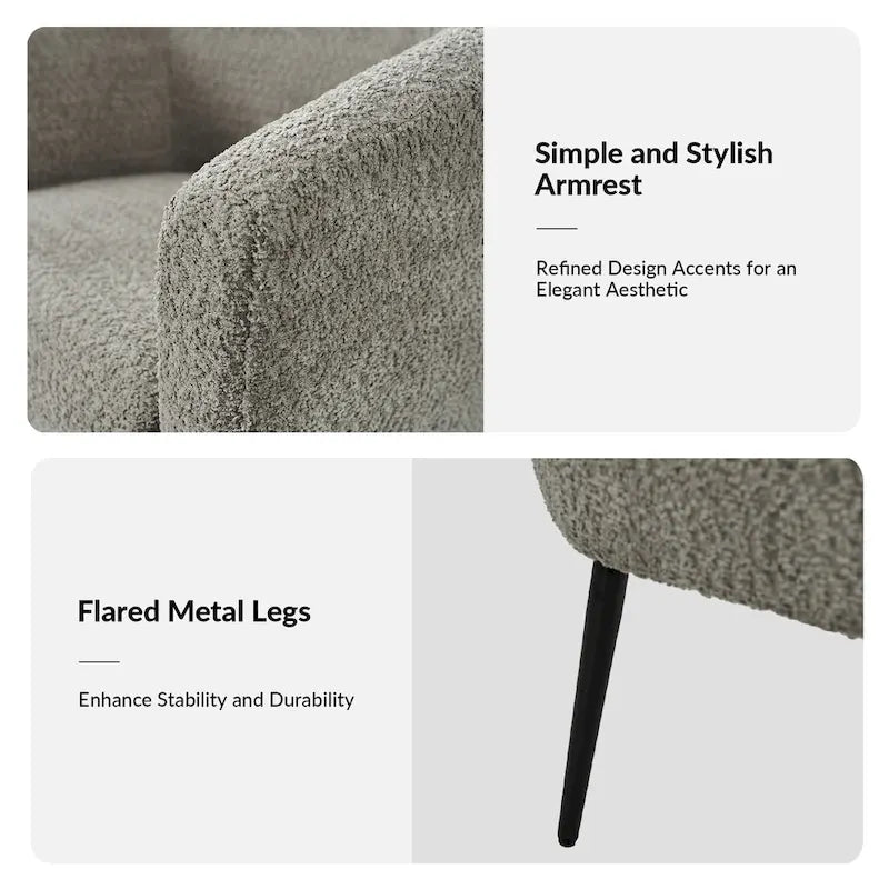 Fauteuil moderne en bouclette avec pieds en métal