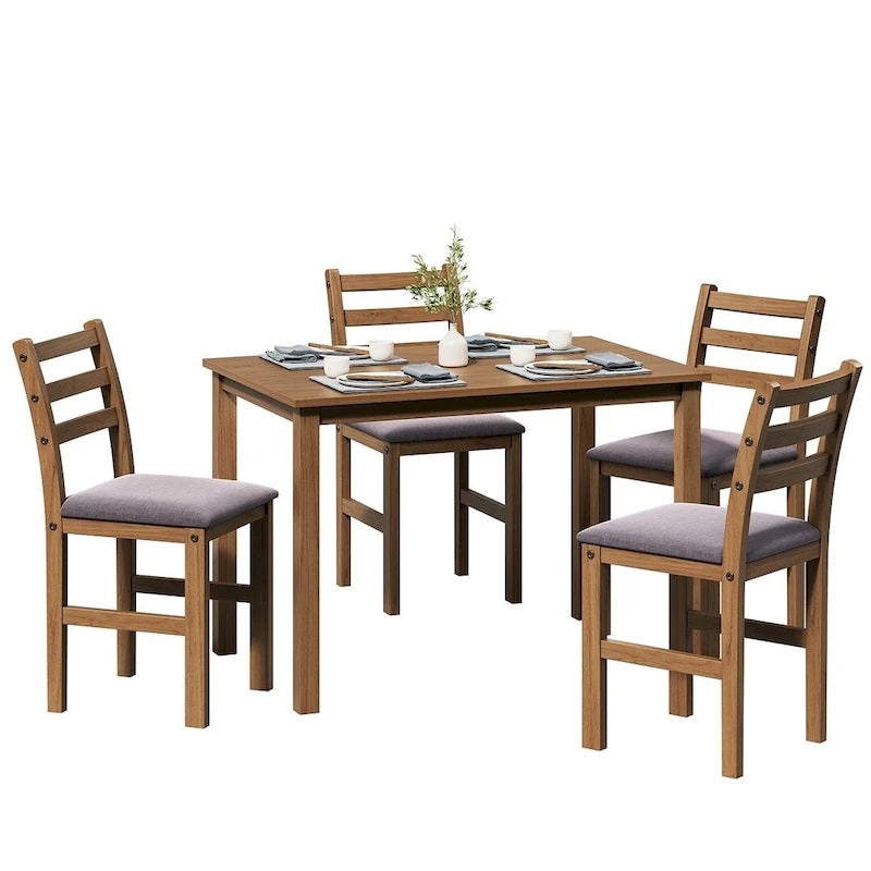 Table à manger de style pub élégante avec 4 chaises rembourrées