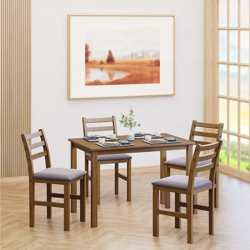 Table à manger de style pub élégante avec 4 chaises rembourrées