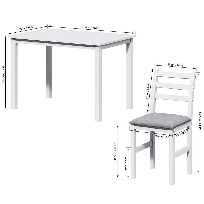 Table à manger de style pub élégante avec 4 chaises rembourrées