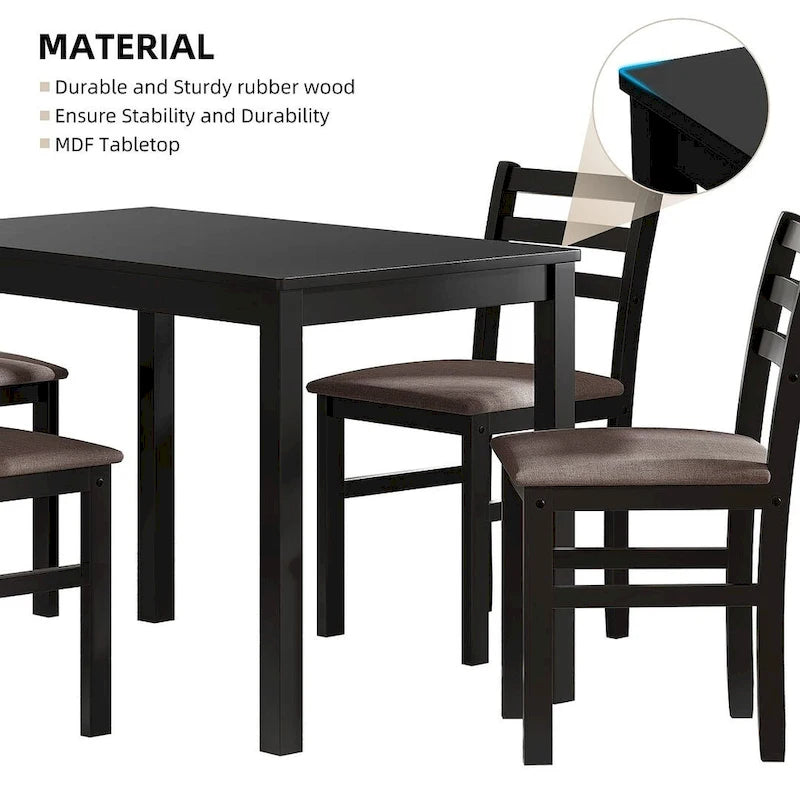 Table à manger de style pub élégante avec 4 chaises rembourrées