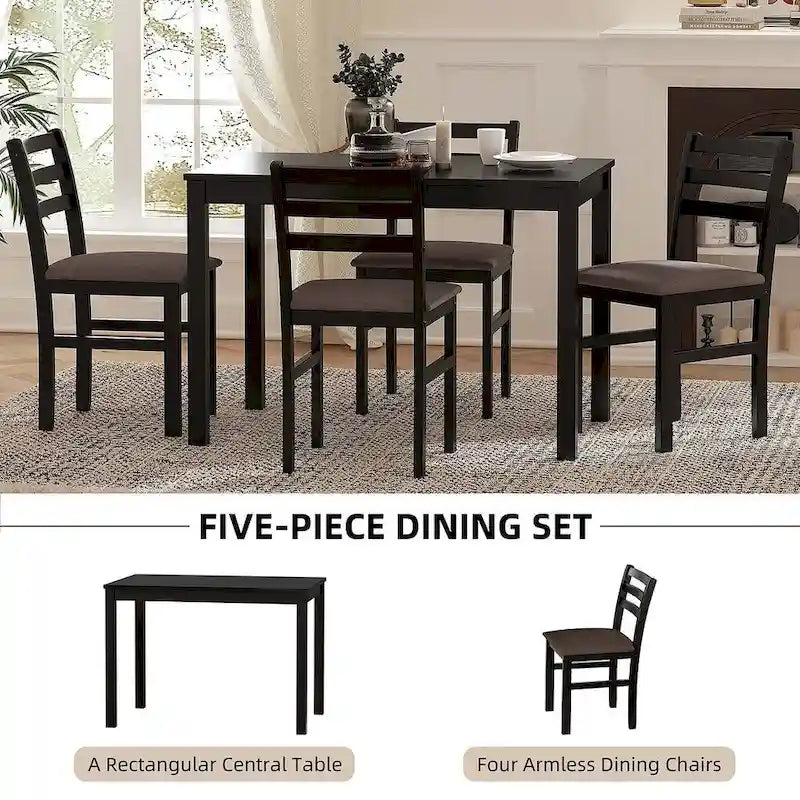 Table à manger de style pub élégante avec 4 chaises rembourrées