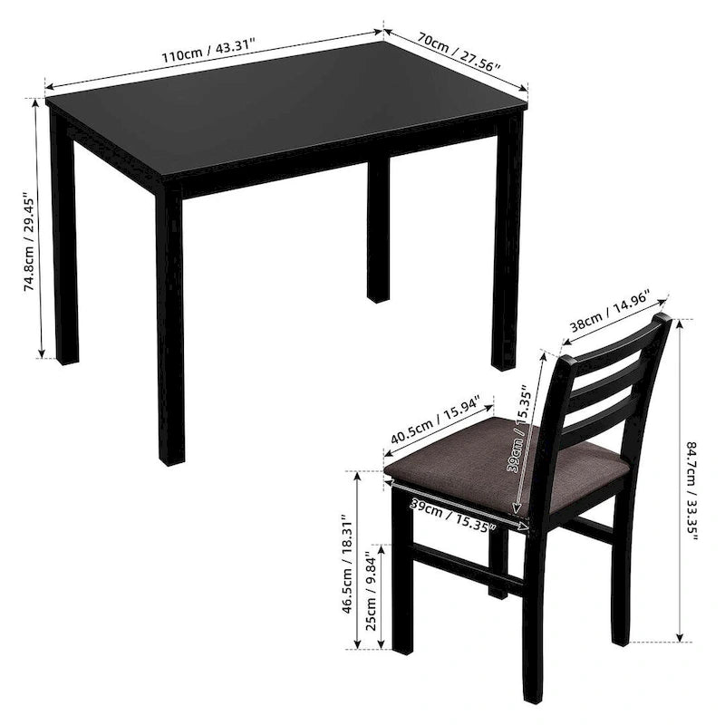 Table à manger de style pub élégante avec 4 chaises rembourrées