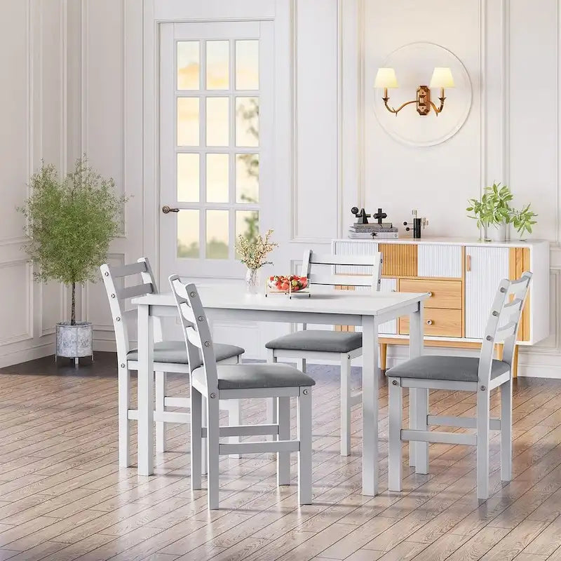 Table à manger de style pub élégante avec 4 chaises rembourrées
