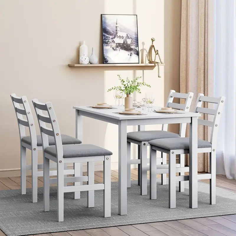 Table à manger de style pub élégante avec 4 chaises rembourrées