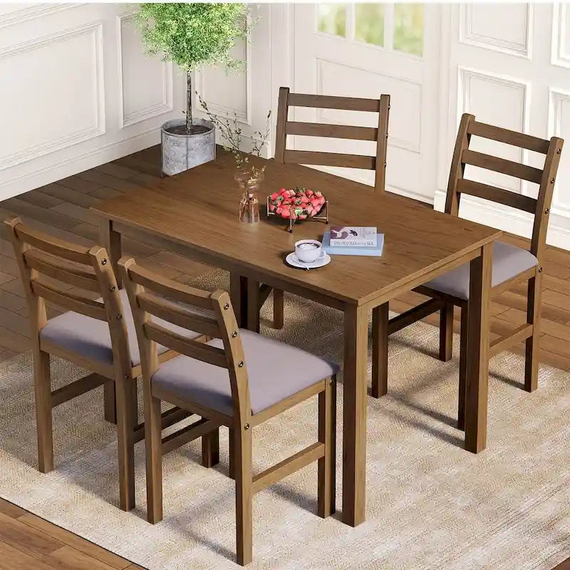 Table à manger de style pub élégante avec 4 chaises rembourrées