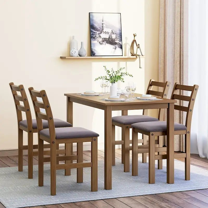 Table à manger de style pub élégante avec 4 chaises rembourrées