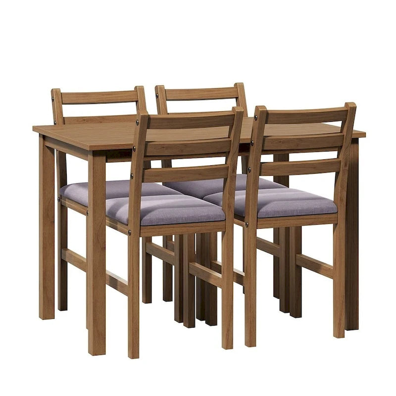Table à manger de style pub élégante avec 4 chaises rembourrées