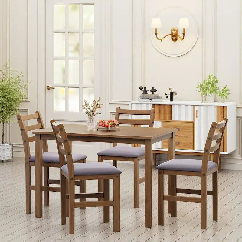Table à manger de style pub élégante avec 4 chaises rembourrées