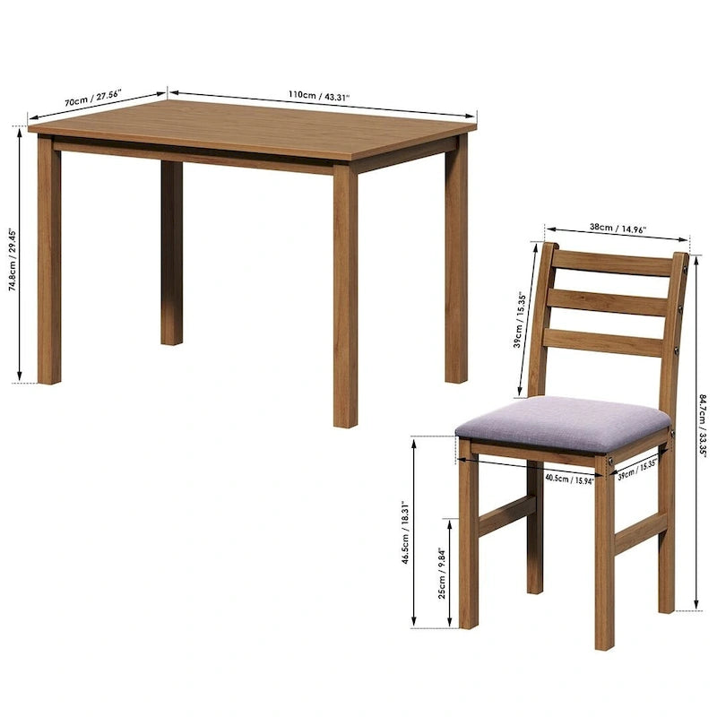 Table à manger de style pub élégante avec 4 chaises rembourrées