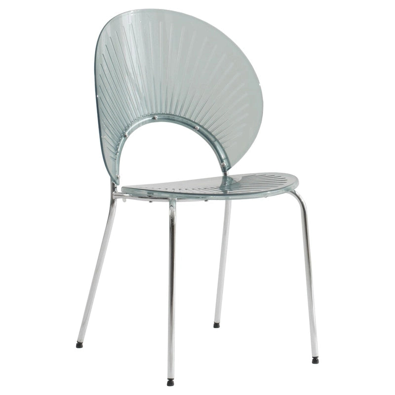 Chaise de salle à manger opulente en plastique avec piètement chromé