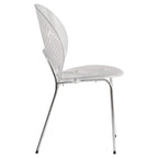 Chaise de salle à manger opulente en plastique avec piètement chromé