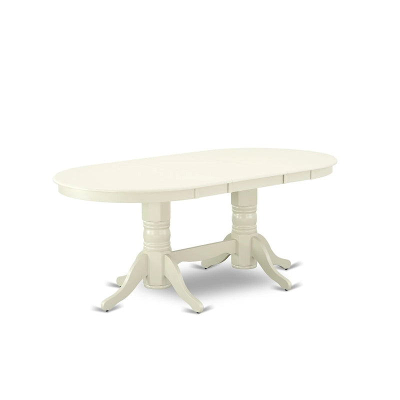Table à manger ovale et 8 chaises Parsons en lin crème, Blanc lin