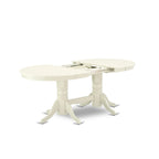 Table à manger ovale et 8 chaises Parsons en lin crème, Blanc lin