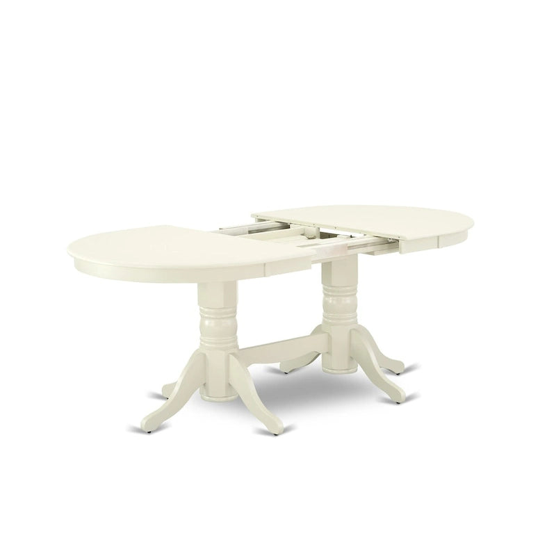 Table à manger ovale et 8 chaises Parsons en lin crème, Blanc lin