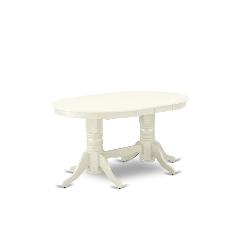 Table à manger ovale et 8 chaises Parsons en lin crème, Blanc lin