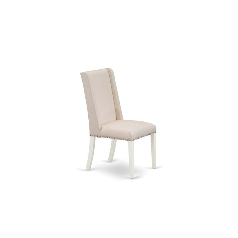 Table à manger ovale et 8 chaises Parsons en lin crème, Blanc lin