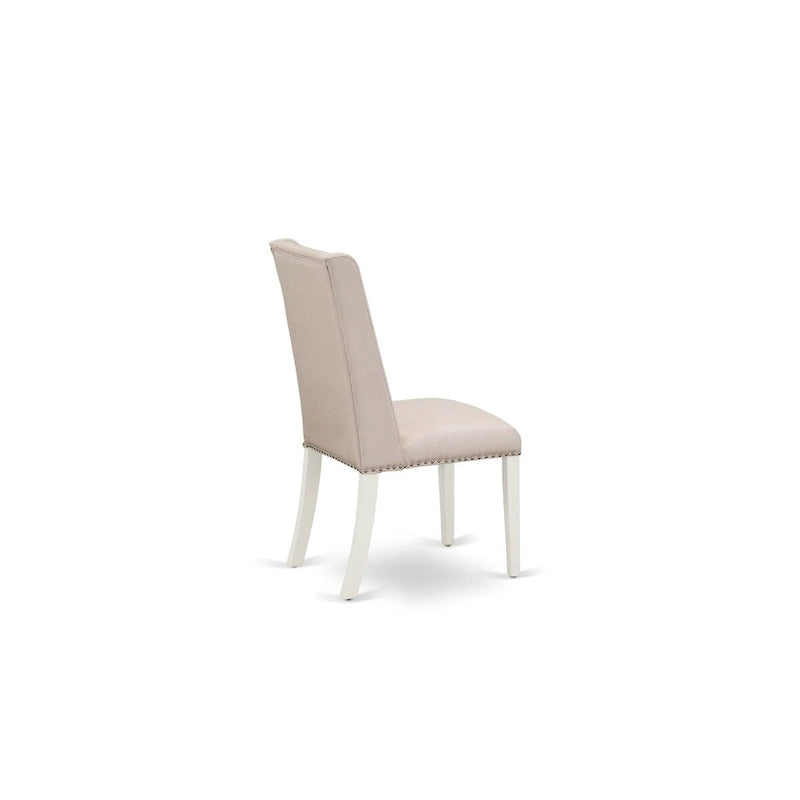 Table à manger ovale et 8 chaises Parsons en lin crème, Blanc lin