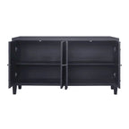 Buffet/Vaisselier Moderne Noir Mat 4 Portes en Bois, Armoire de Rangement d'Appoint de 60 Pouces